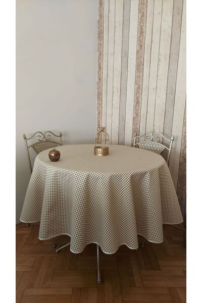 gonk Round, Plaid, Duck (Liquid Pusher, Stain Proof) Fabric, Tablecloth