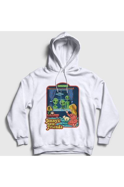 Presmono Φούτερ με κουκούλα Unisex White Jenny's New Friends 538617 ττ