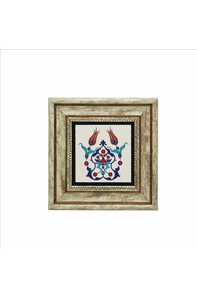 Sadrazam Pictură din piatră naturală imprimată cu model de țiglă otomană Iznik (20 X 20 KD-40)