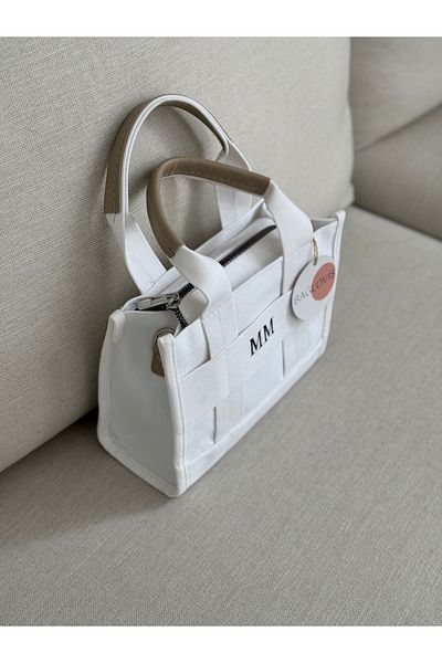 BAGLOVİS Long Strap Front mm Embroidered Lining Pocket White Color Women's Hand and Shoulder Bag En23 Uzn17