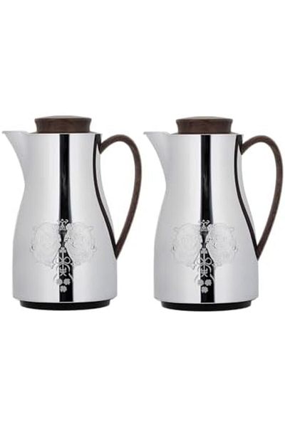ALSAIF Coffee And Tea Vaccum Flask Set In Chrome / Leak-proof And Keeps Drinks Hot 1.0/1.0 Liter