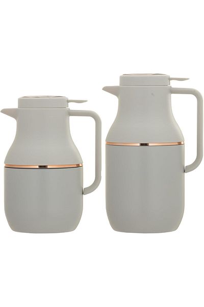 ALSAIF Lucia Vacuum Insulated Coffee And Tea Flask By Al Saif, Light Gray/gold, 1l/1.5l
