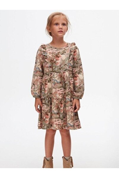 Zekids Κοριτσίστικο φόρεμα με βολάν με βαμβακερό σχέδιο