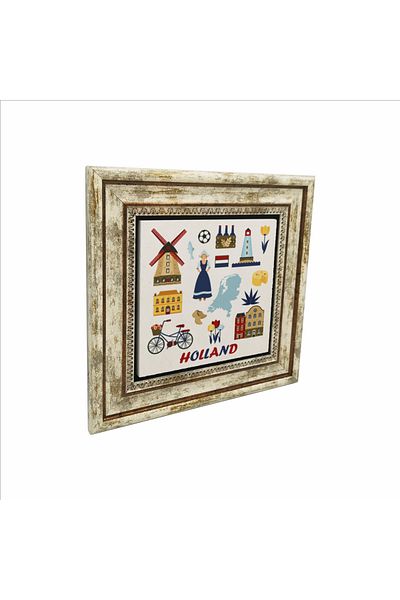 Sadrazam Natural Stone Painting with Dutch Symbols Printed (25 X 25 Krg-23)