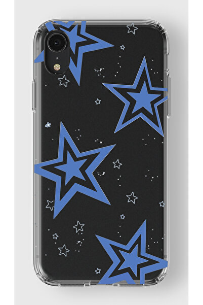 moonset Iphone XR Uyumlu Yıldız Tasarımlı Baskılı Şeffaf Telefon Kılıfı