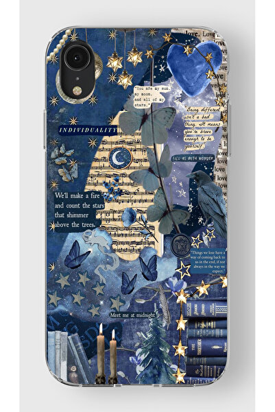 moonset Iphone XR Uyumlu Kolaj Tasarımlı Baskılı Şeffaf Telefon Kılıfı