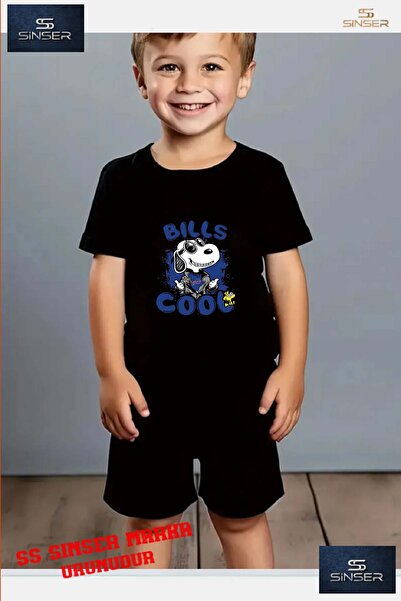 SS SİNSER Tricou cu gât rotund cu imprimeu special pentru copii „SNOPY BLUE B...