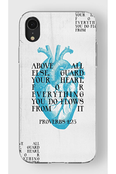 moonset Iphone XR Uyumlu Kalp Kolaj Tasarımlı Baskılı Şeffaf Telefon Kılıfı