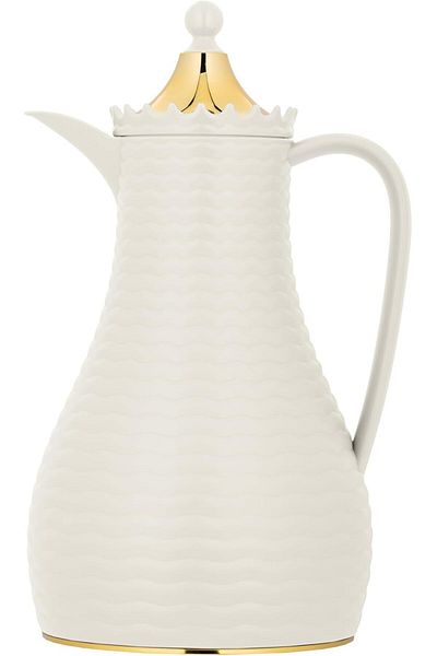 ALSAIF Deva Coffee And Tea Vaccum Flask In Ivory/gold / Leak-proof And Keeps Drinks Hot 1 Liter