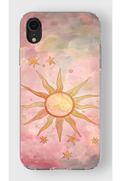 moonset Iphone XR Uyumlu Güneş Tasarımlı Baskılı Şeffaf Telefon Kılıfı