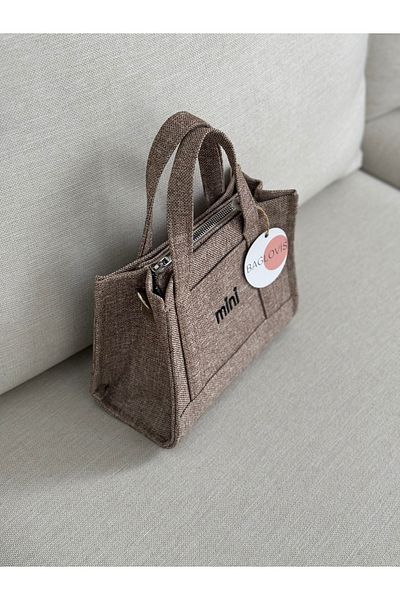 BAGLOVİS Front with Coin Compartment and Mini Embroidered Long Strap Light Brown Color Small Shoulder Bag En20 Uzn16