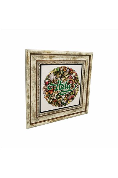 Sadrazam Simboluri de bucătărie italiană Tablou imprimat din piatră naturală (25 X 25 KRG-54)