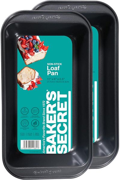 ALMUFARREJ 2pcs Loaf Pan for Baking Bread, Nonstick Carbon Steel Rectangular Pan 11" x 6", Premi