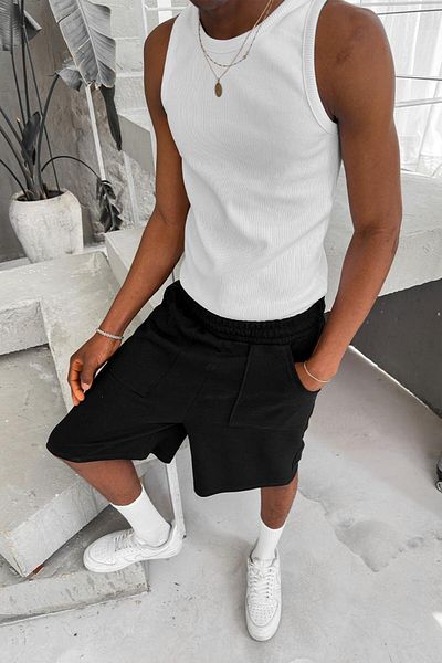 HAFKAGİYİM White Cozy Basic Tank Top Lycra Premium Corded Tank Top