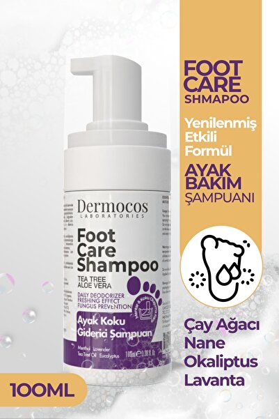 Dermocos Doğal Özlü Ayak Koku Giderici Köpük Şampuan 100 ml | Çay Ağacı & Nane Yağı İçerikli