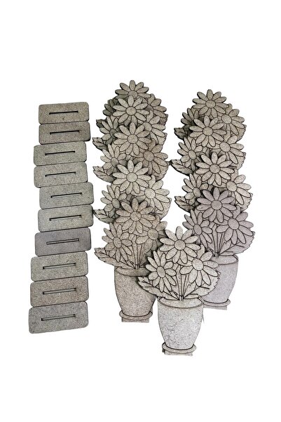 OES HOME 10lu Vazolu Çiçek Ahşap Oyuncak Aktivite Karne Hediyesi Yaz Okulu Kr...