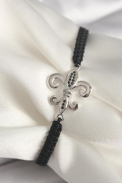 Celira Brass Silver Color Zircon Stone Embroidered Lily Model Elevator Macrame Model Women's Bracelet