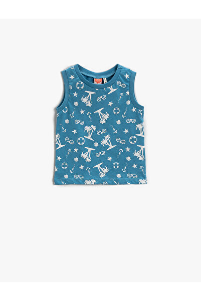 Koton قميص داخلي مطبوع من القطن برقبة دائرية