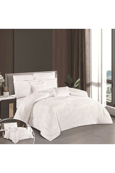 Levore Horse Fur and Velvet Winter Double-Sided Comforter Set with Durable and Soft Fabric and Heavy Filling, 8 Pieces, King Size