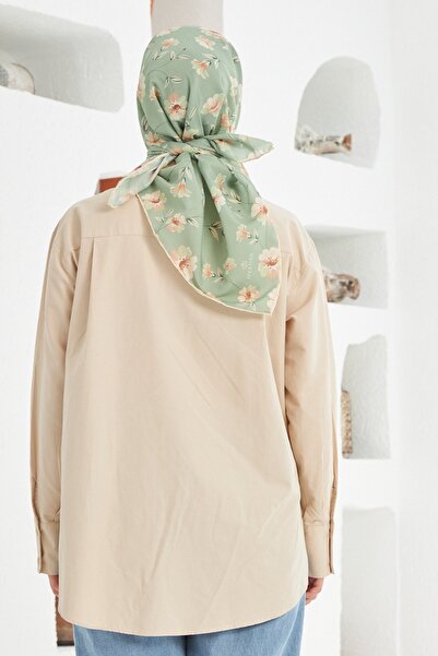 İpekhan Thin Viscosa Cotton Scarf Hand Stitched Etnic Flowers Geometric Pattern