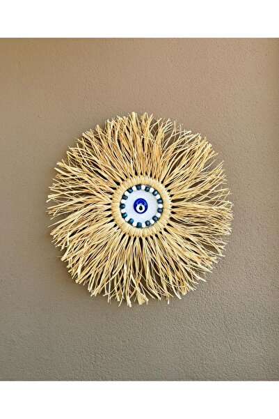 HOUSERİCH Doğal Rafya, El Yapımı, Nazar Boncuklu , Duvar Süsü, Duvar Dekorasy...