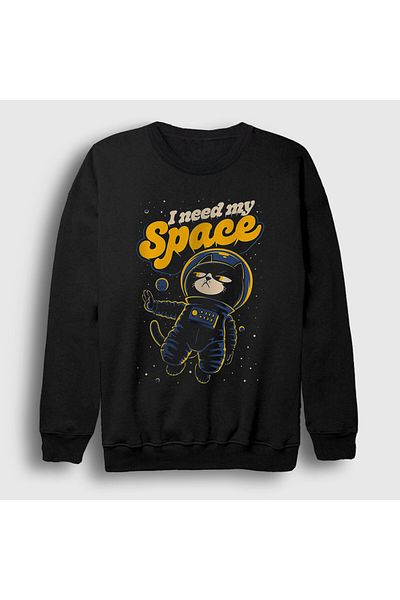Presmono Unisex Μαύρο I Need My Space Cat Space Cat φούτερ 538517 ττ