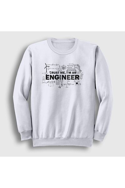 Presmono Unisex White Trust Me I'm An Engineer Δώρο Μηχανικός Φούτερ 540362 ττ