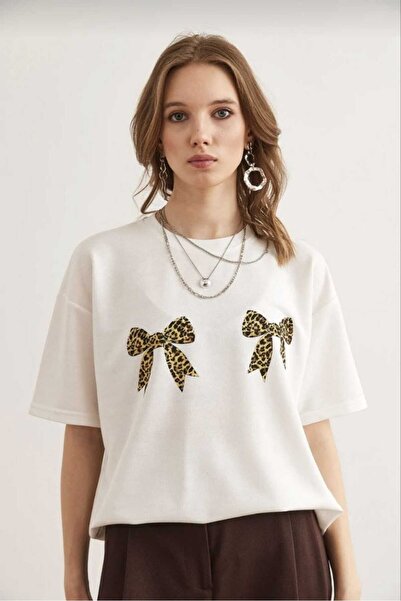 Sargınlar Tricou din bumbac cu detaliu fundita leopard pentru sporturi de vara