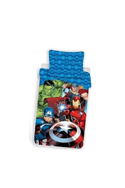 AVENGERS Set lenjerie de pat, Husa pilota, 140x200 cm, husa perna, 70x90 cm, Multicolor, Avengers Team