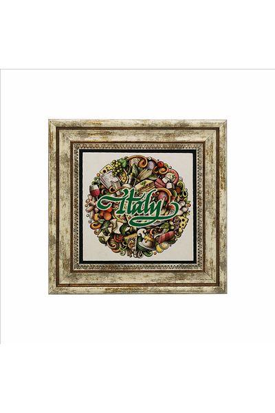 Sadrazam Simboluri de bucătărie italiană Tablou imprimat din piatră naturală (25 X 25 KRG-54)