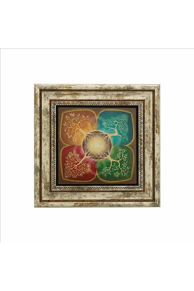 Sadrazam 4 Seasons Tree Printed Natural Stone Table (25 X 25 Krg-150)