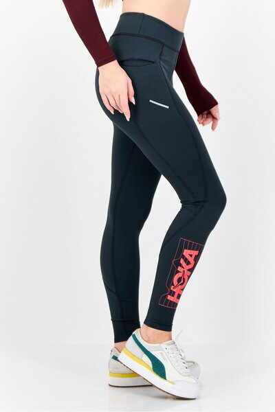 hoka Women Sportswear Fit Brand Logo Training Leggings, Grey