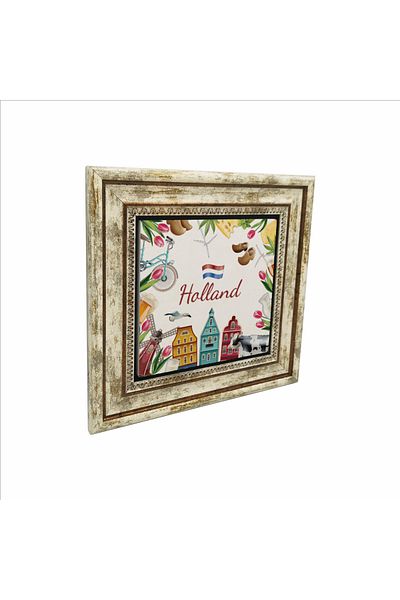 Sadrazam Natural Stone Painting with Dutch Symbols Printed (25 X 25 Krg-21)