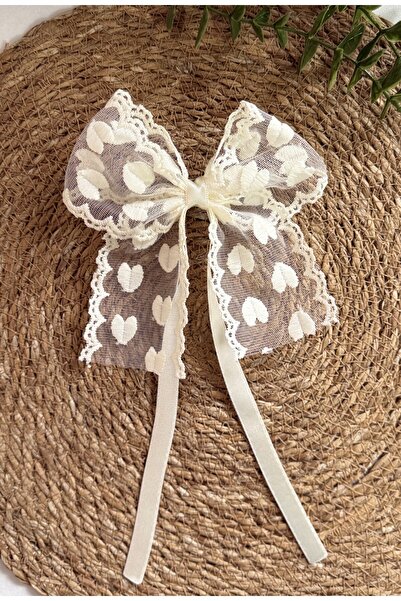 vikivin bebe Kalp Desenli Tasarım Dantel Fiyonk Toka