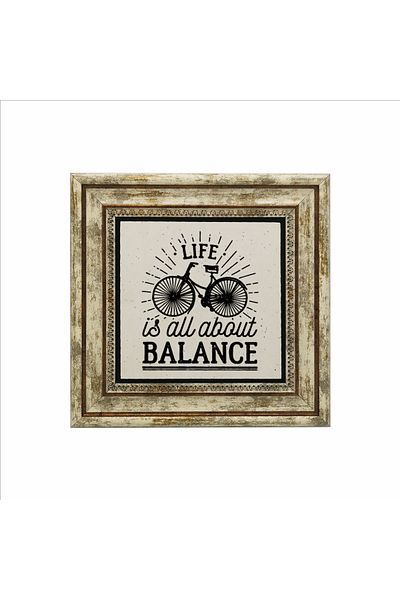 Sadrazam Natural Stone Table with Bicycle Visual Print (25 X 25 Krg-35)