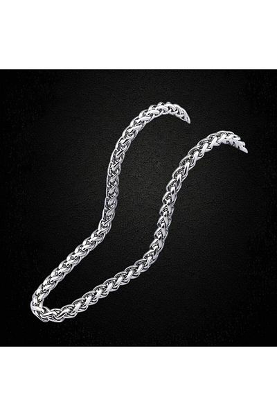 Tasarım Steel Necklace Auger Chain Model 0.3 mm Thickness 55 cm Length Silver Silver