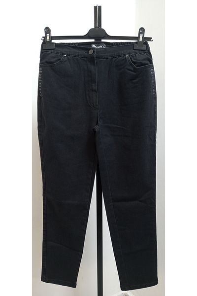 AKŞEN GİYİM Plus Size High Waisted Sides Stone Lycra Washed Denim Fabric 4 Pocket Pipe Leg Jeans Pants