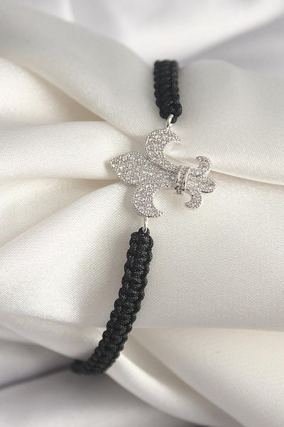Celira Brass Silver Color Zircon Stone Lily Figure Asanrsörlü Macrame Model Women's Bracelet