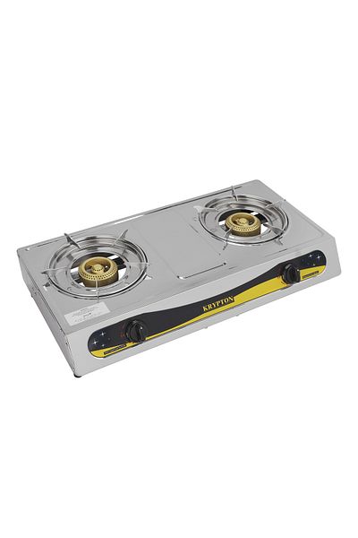 KRYPTON Stainless Steel Double Gas Burner – 2 Burners, Low Gas Use, Compact Design, Easy To Clean