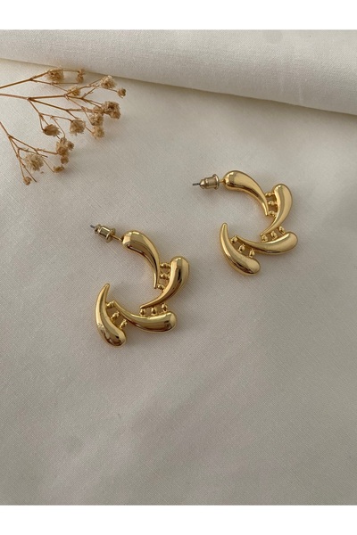 VELMORIA ÇELİK S.STEEL KARARMAZ ALTIN KAPLAMA TASARIM KÜPE