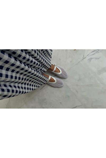 Eataly Shoes حذاء باليرينا بتفاصيل حزام شبكي أبيض من كودي