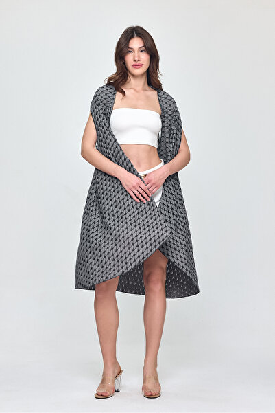 Laranor Asimetrik Şal Yaka Salaş Kesim Yelek 25L8033