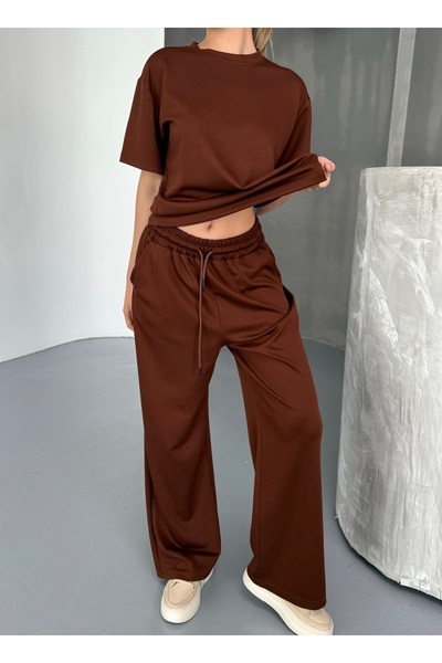 b buhari bykoc Soft Texture Cycling Collar Wide Leg Modal Fabric Tracksuit