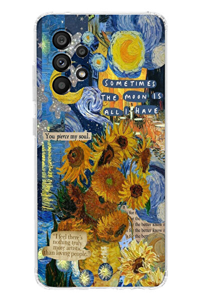 moonset Samsung Galaxy A73 Uyumlu Van Gogh Tasarımlı Baskılı Şeffaf Telefon K...