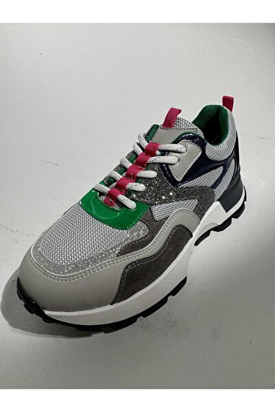 Eataly Shoes Палма сиви зелени брокатени маратонки