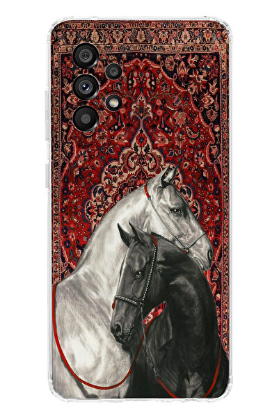 moonset Samsung Galaxy A52 Uyumlu Atlar Tasarımlı Baskılı Şeffaf Telefon Kılıfı
