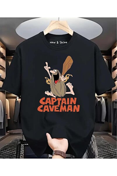 New Shine Kapetan Pećinski Čovek Štampano Velika Veličina Oversize kroj T-shirt