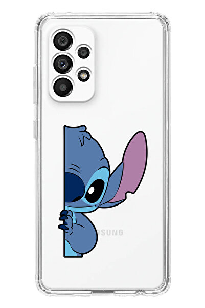 moonset Samsung Galaxy A72 Uyumlu Stitch Tasarımlı Baskılı Şeffaf Telefon Kılıfı