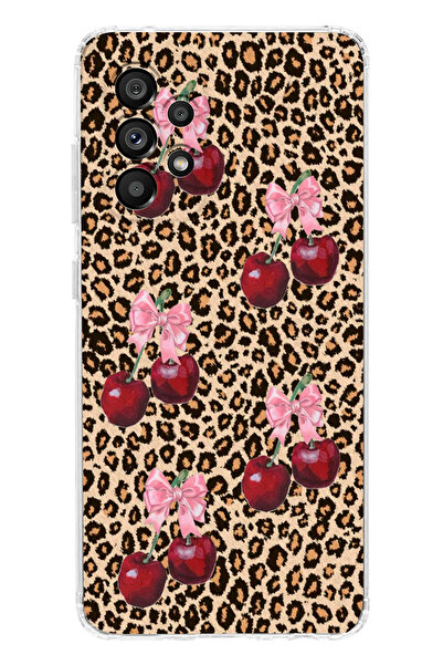 moonset Samsung Galaxy A52 Uyumlu Leopar ve Fiyonk Tasarımlı Baskılı Şeffaf T...