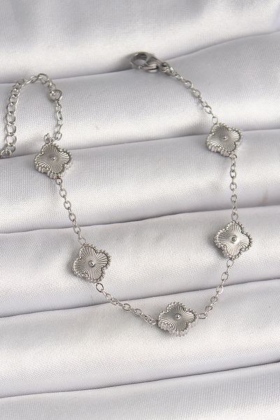 Skygo 316L Steel Silver Color Embroidered Clover Model Women's Bracelet - Tj-Bb6927